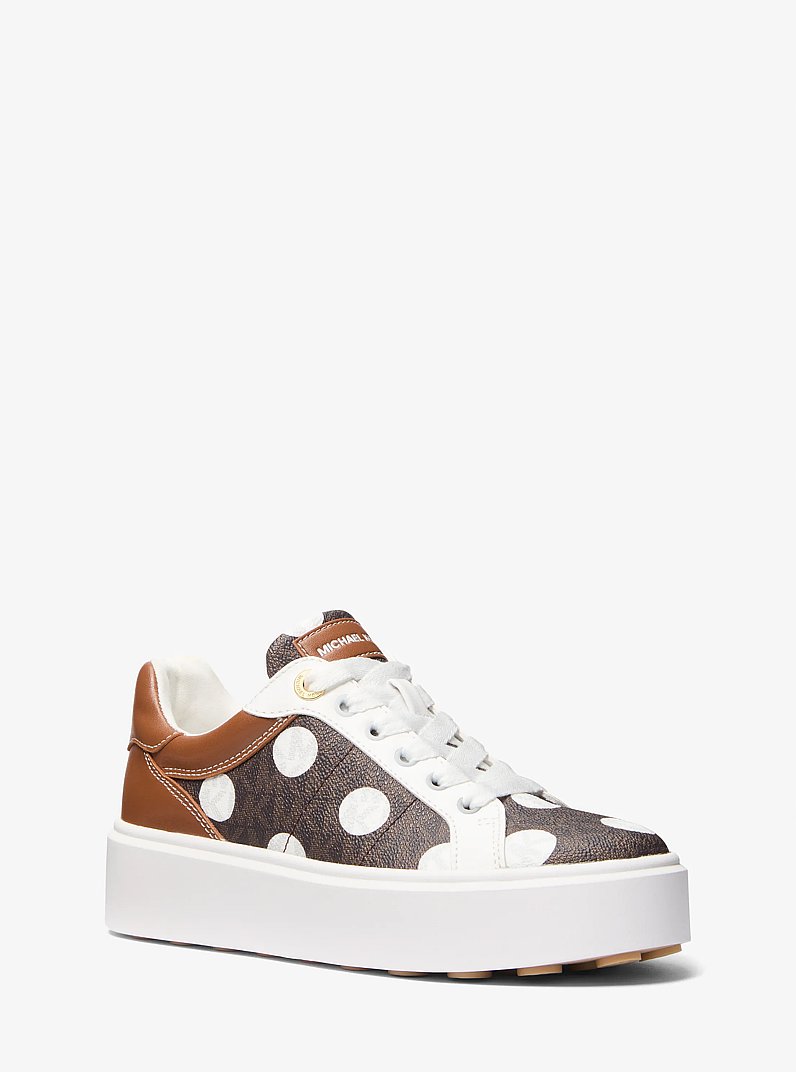 Romey Polka Dot Signature Logo Platform Sneaker in BROWN MULTI | Michael Kors