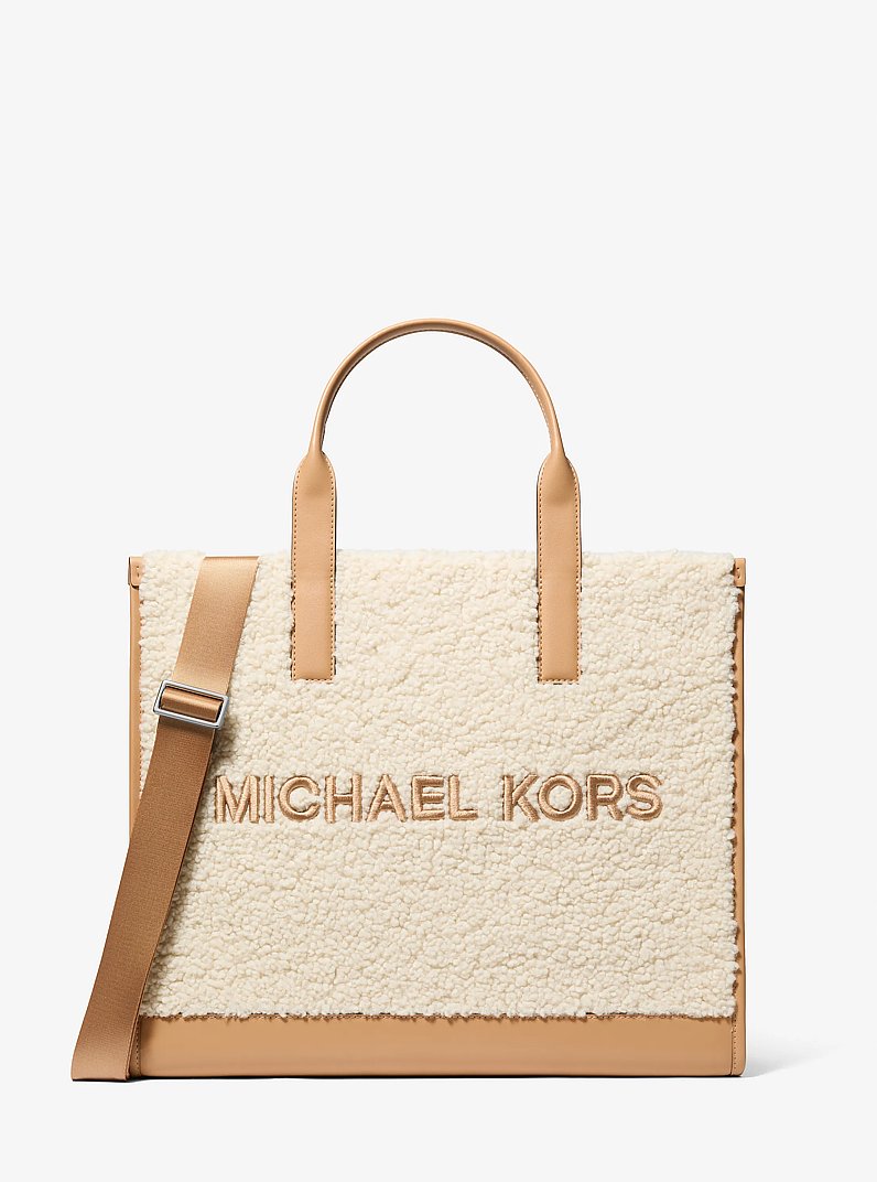 Cooper Medium Sherpa Convertible Tote Bag in PEANUT | Michael Kors