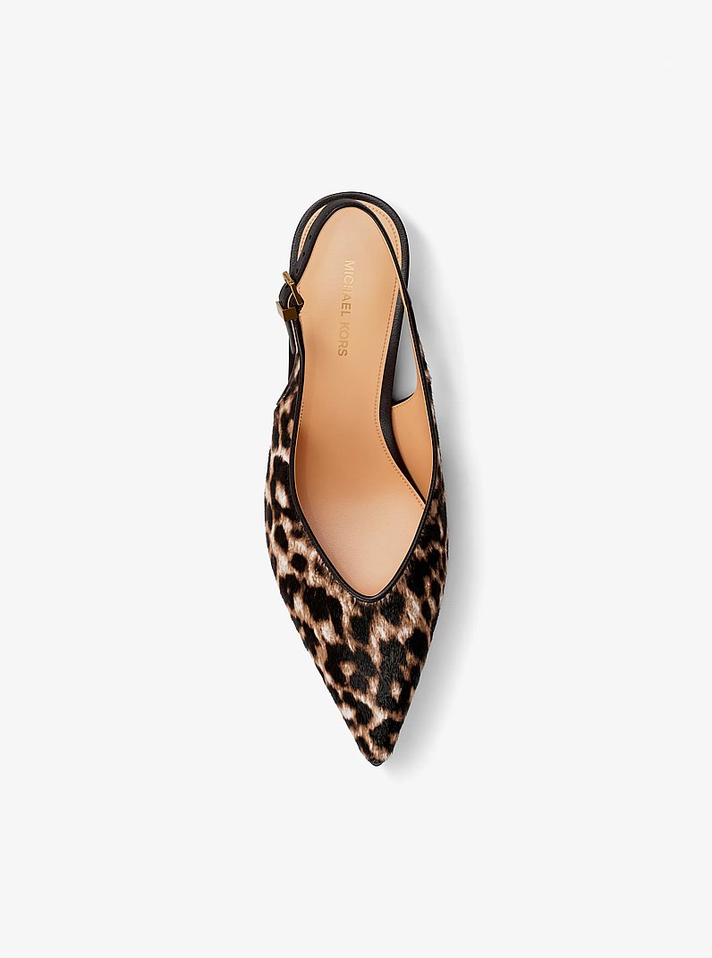 D&eacute;collet&eacute; slingback Tonya in pelle effetto cavallino leopardata in CAMMELLO SCURO MULTI | Michael Kors