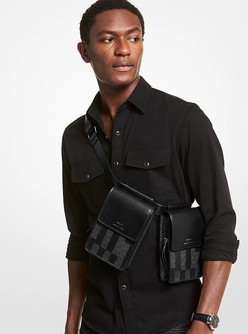 ASHYA X MICHAEL KORS Saga Signature And Leather Multi Bag in BLACK COMBO | Michael Kors