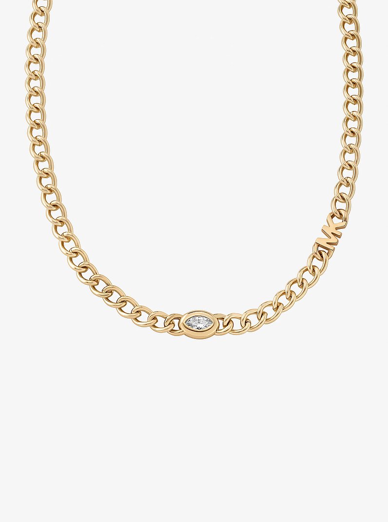 Marquise Stone Chain-Link Necklace in GOLD | Michael Kors