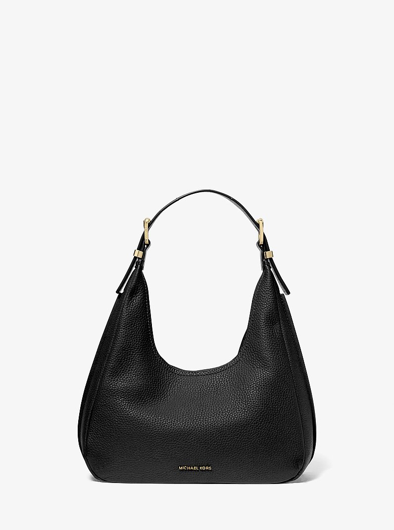 Nolita Small Pebbled Leather Hobo Shoulder Bag in BLACK | Michael Kors