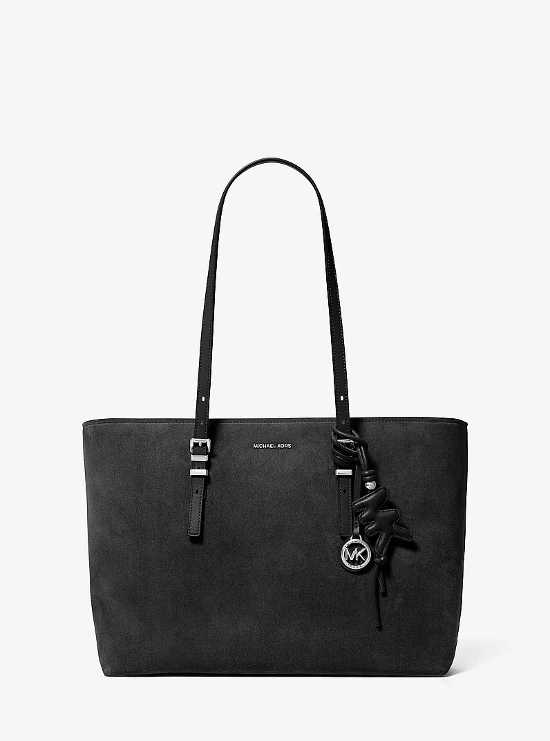 Puffy Logo Leather Bag Charm in BLACK | Michael Kors