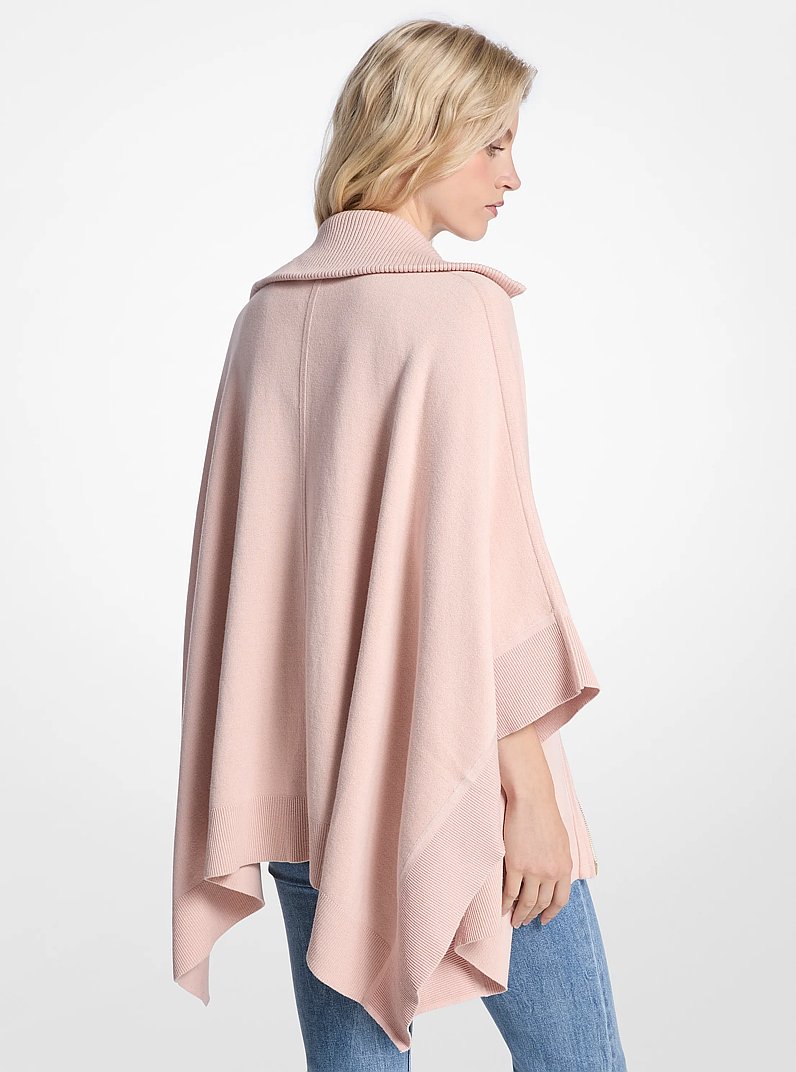 Reversible Logo Cotton Blend Zip-Up Poncho in POWDER BLUSH | Michael Kors