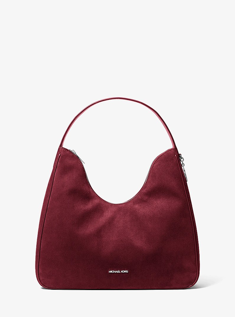Nayla Medium Fringed Hobo Shoulder Bag in MAROON | Michael Kors