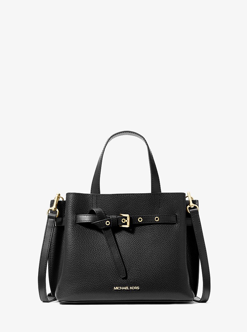 Emilia Small Pebbled Leather Satchel in BLACK | Michael Kors