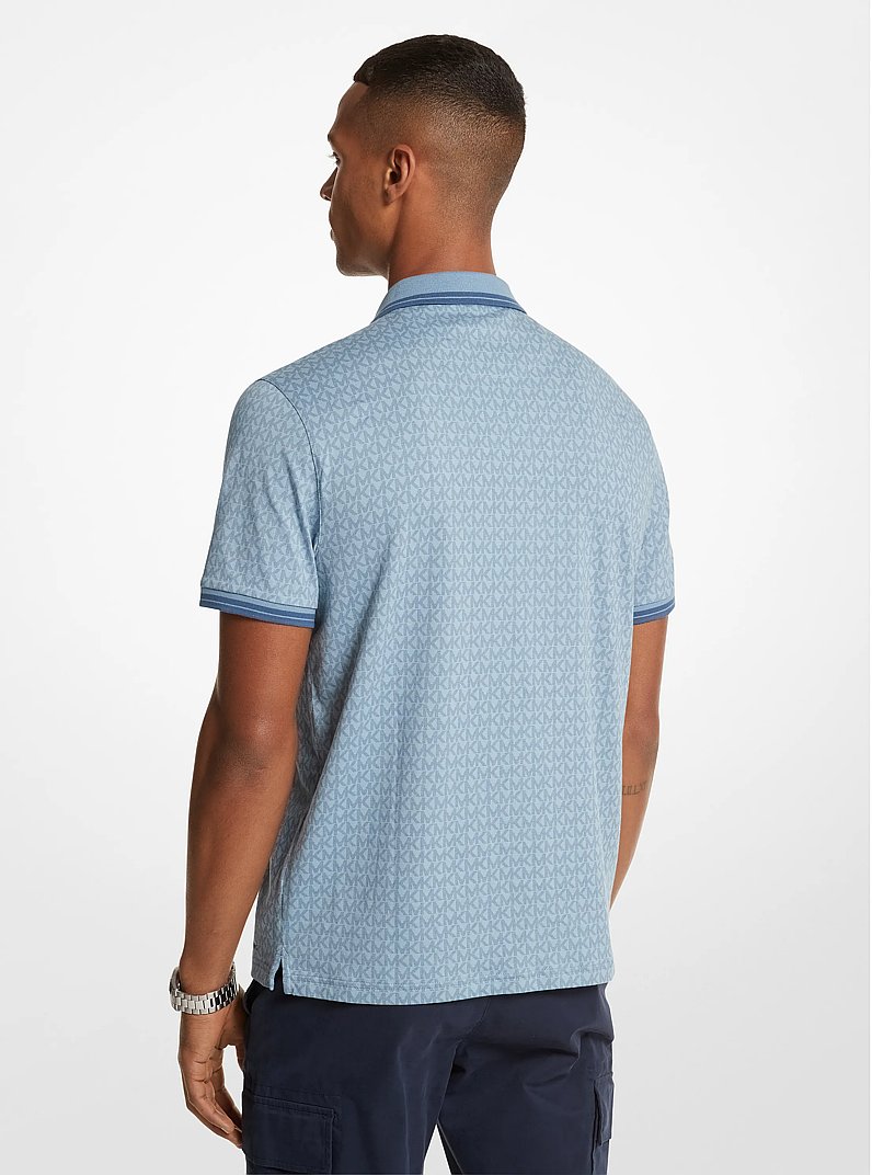 Greenwich Logo Print Cotton Jersey Polo Shirt in CHAMBRAY | Michael Kors