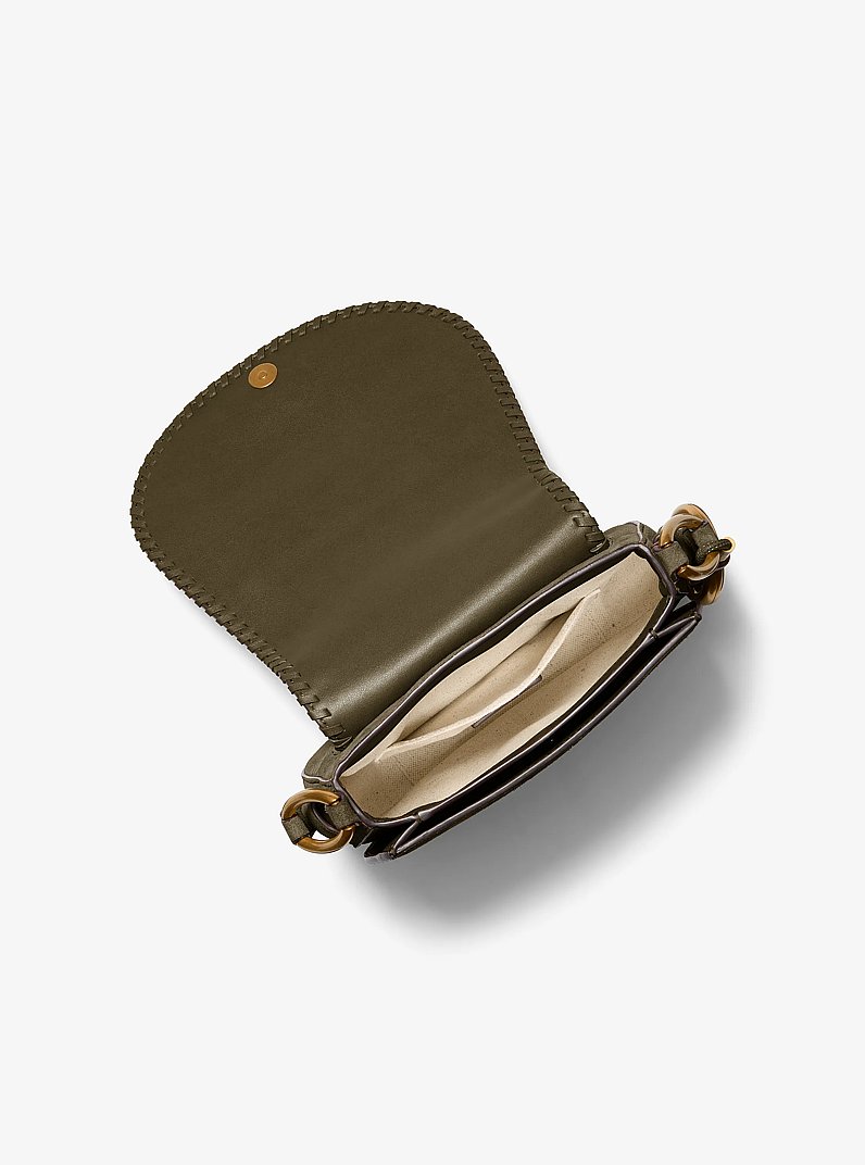 Josie Medium Whipstitched Suede Saddle Bag in LUGGAGE | Michael