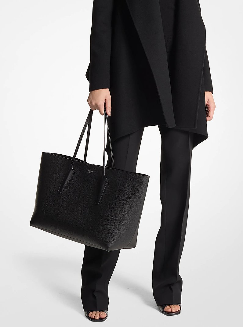 Melrose Leather Tote Bag in BLACK | Michael Kors