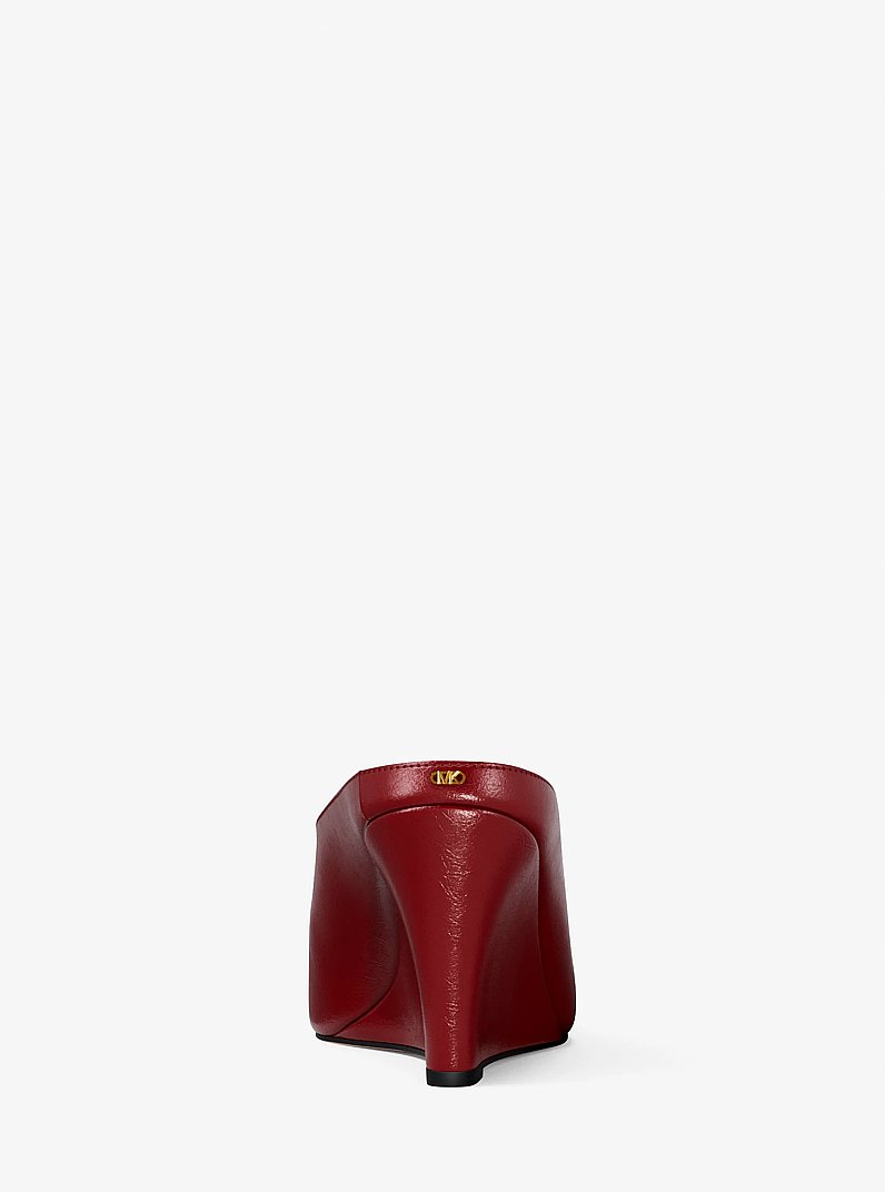 Xandra Leather Wedge Mule in DEEP RED | Michael Kors