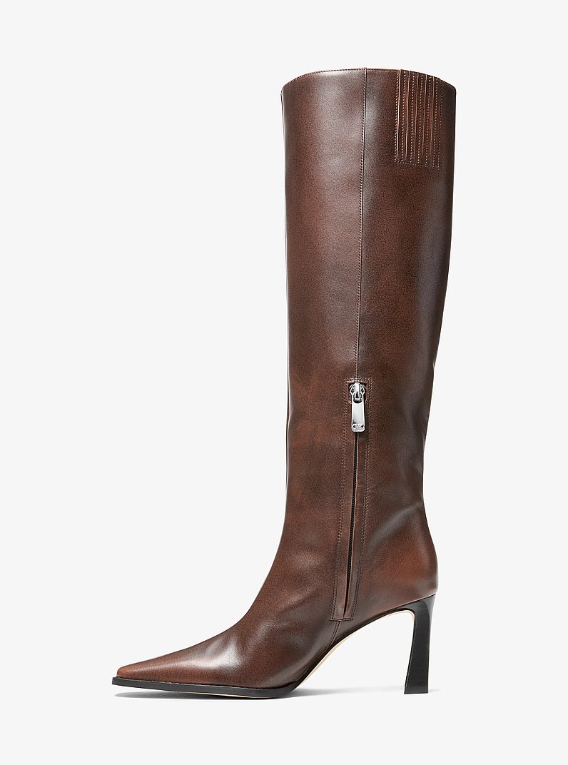 Darrah Burnished Leather Boot in LUGGAGE | Michael Kors