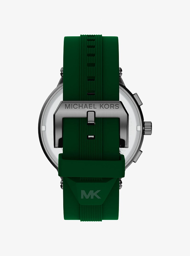 &Uuml;bergro&szlig;e Armbanduhr Billie in Mattgrau mit Silikonarmband in IMMERGR&Uuml;N | Michael Kors