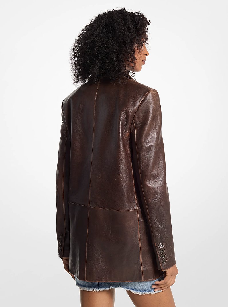 Blazer de piel curtida in CHOCOLATE | Michael Kors