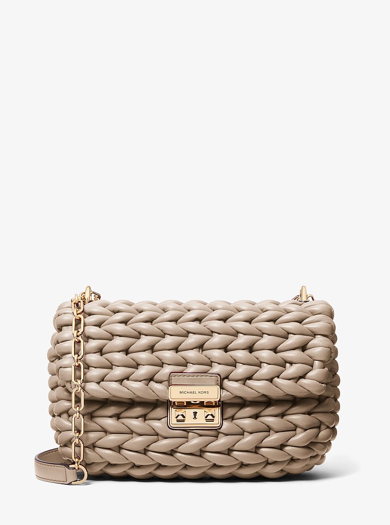 Tribeca Large Hand-Braided Shoulder Bag in BIRCH | Michael Kors