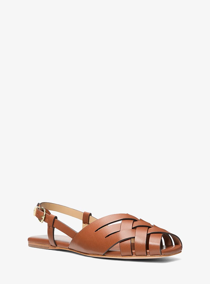 Sandale &agrave; bride arri&egrave;re Irene en cuir tiss&eacute; in LUGGAGE | Michael Kors