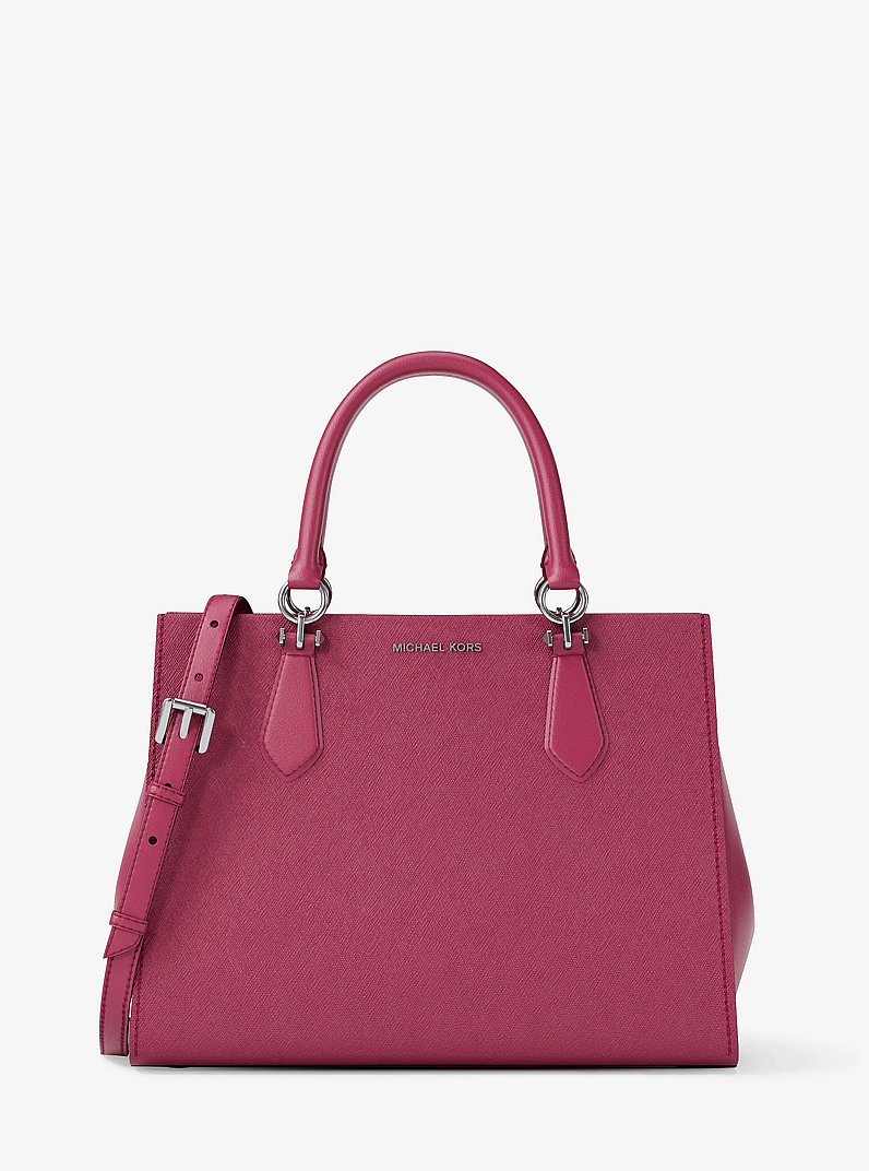 Marilyn Medium Saffiano Leather Satchel in BLACK - Sale | Michael