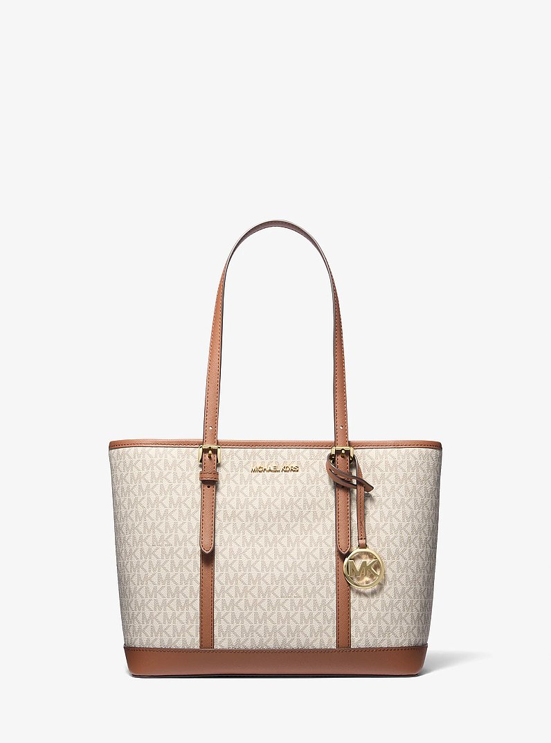 Jet Set Travel Small Logo Top-Zip Tote Bag in VANILLA | Michael Kors