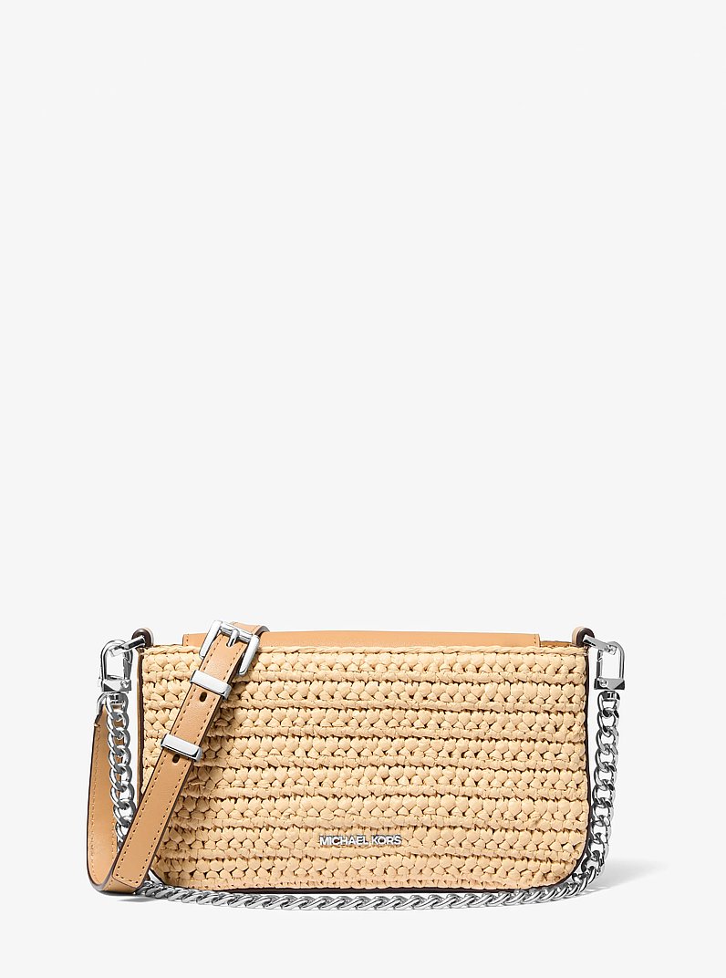 Bryant Small Crocheted Convertible Crossbody Pochette in PEANUT | Michael Kors