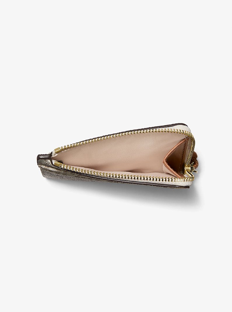Jet Set Small Signature Logo Card Case Wristlet in VANILLA/ACORN | Michael Kors