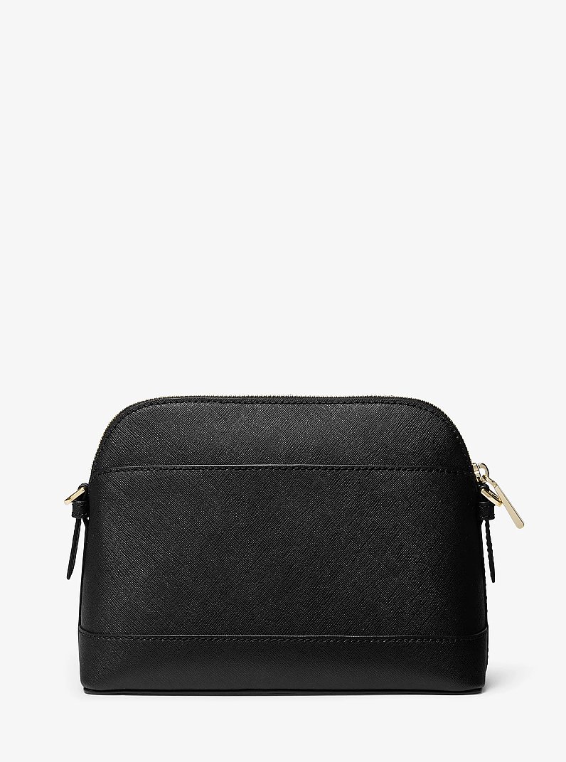 Large Saffiano Leather Dome Crossbody Bag in BLACK | Michael Kors