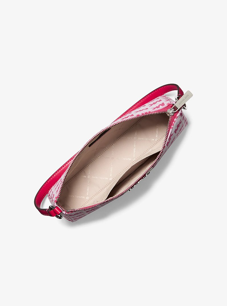 Vincent Medium Logo Jacquard Pochette with Card Case in DK RASPBERRY | Michael Kors