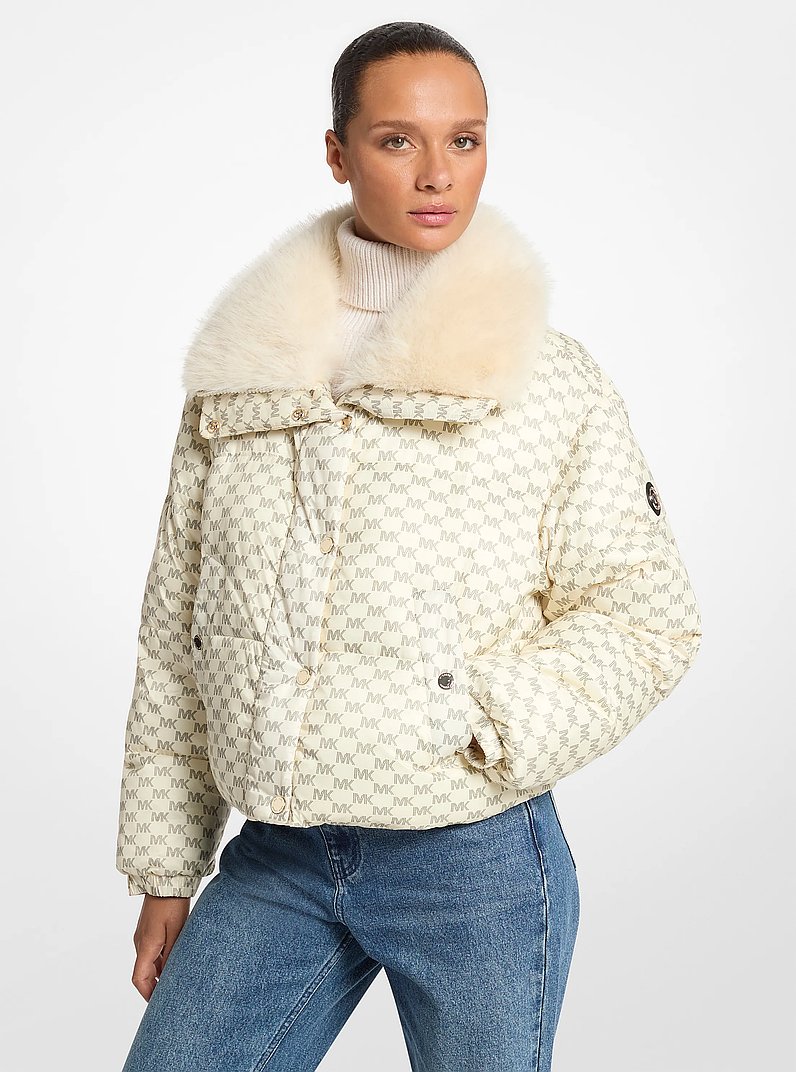 Sherpa Puffer Jacket in CREAM LOGO | Michael Kors