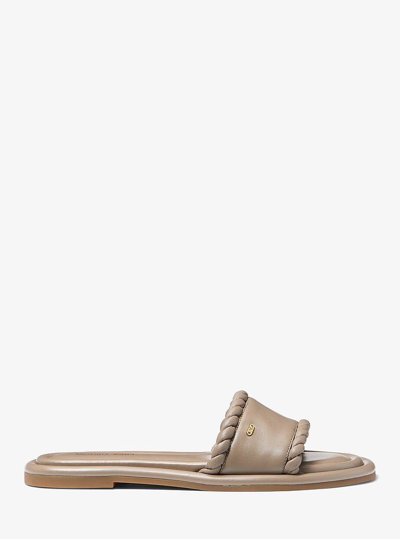 Dana Leather Slide Sandal in BIRCH | Michael Kors