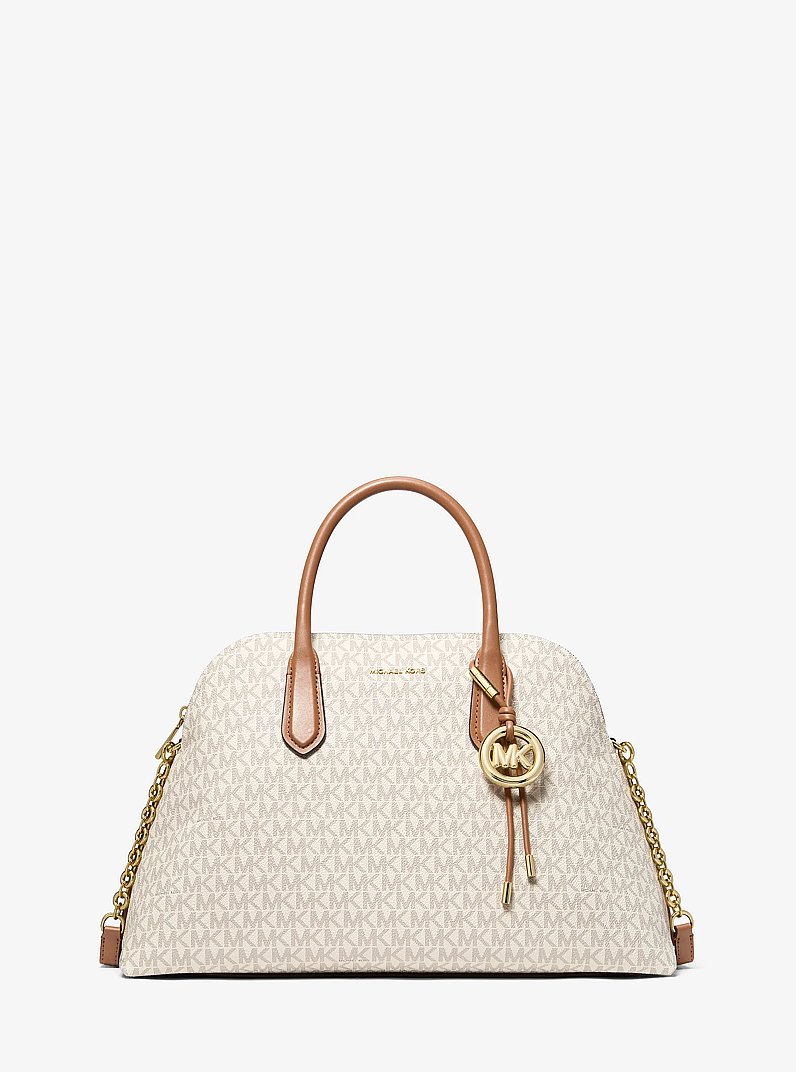 Borsa a mano Freddie grande bombata con stampa logo in VANIGLIA/GHIANDA | Michael Kors
