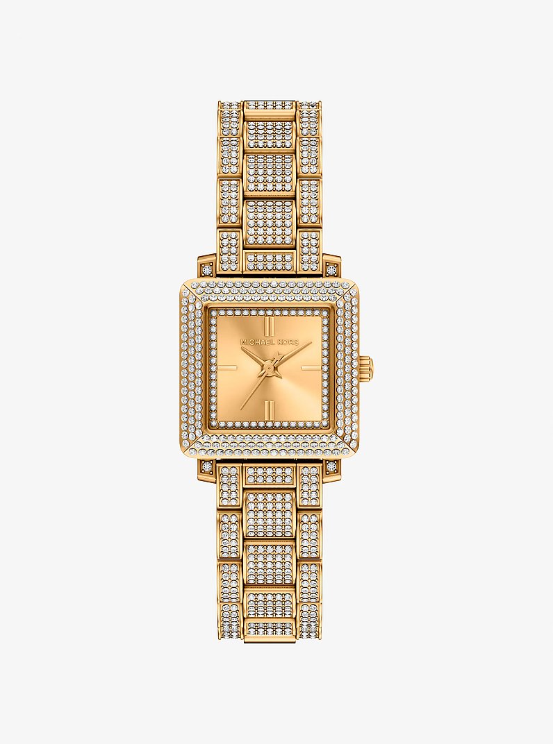 Petite Gwynn Pav&eacute; Gold-Tone Watch in GOLD | Michael Kors