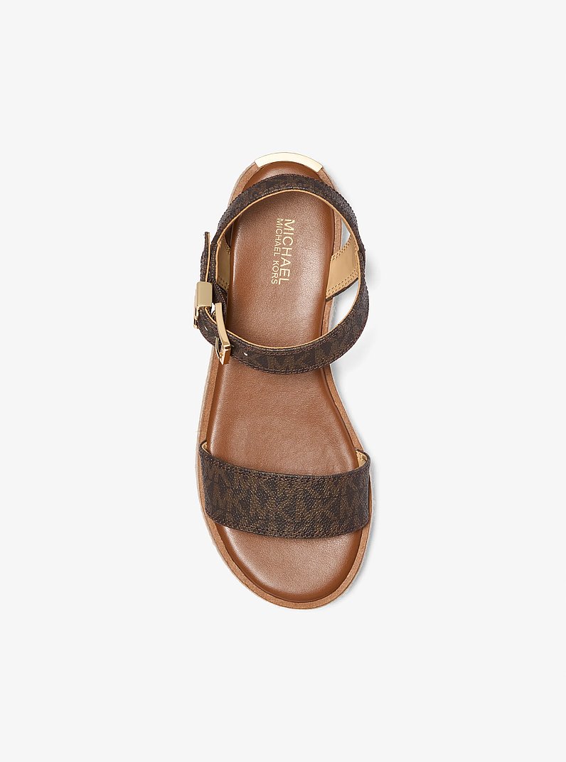 Richie Signature Logo Platform Espadrille Sandal in BROWN | Michael Kors