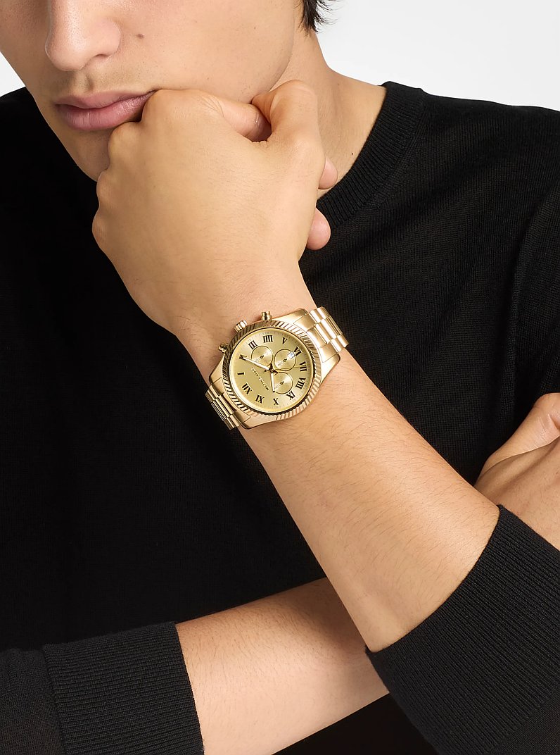 Oversized Lexington Gold-Tone Watch in GOLD | Michael Kors