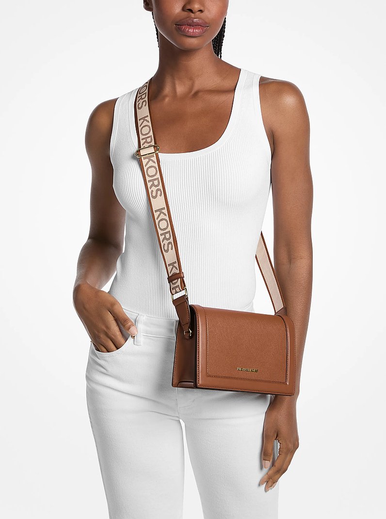 Grand sac &agrave; bandouli&egrave;re Jet Set en cuir saffiano in VALISE | Michael Kors