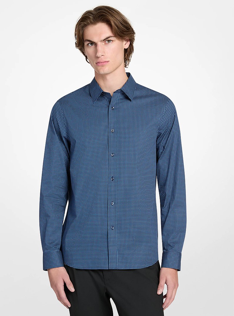 Printed Stretch Cotton Shirt in MIDNIGHT | Michael Kors
