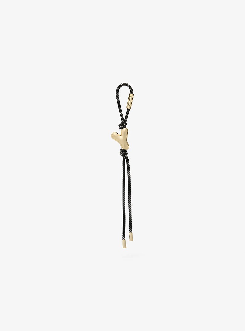 Initial Gold-Tone and Speckled Cord Bag Charm in 18K GOLD | Michael Kors