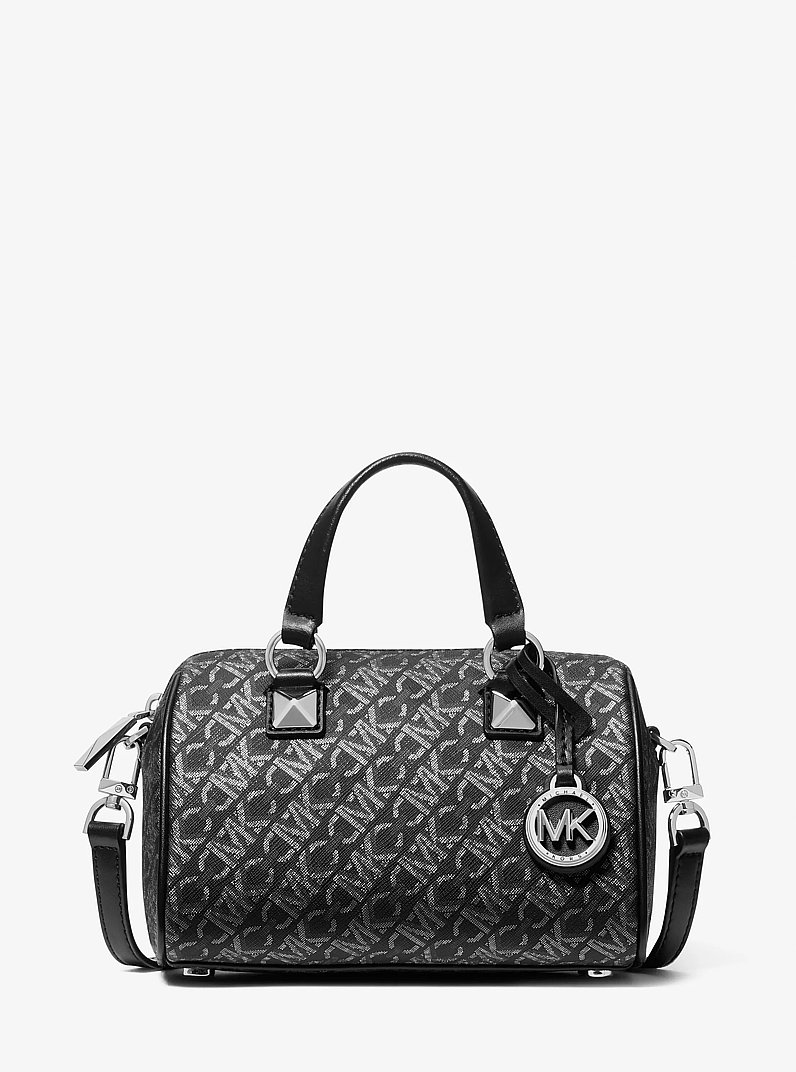 Grayson Small Metallic Empire Signature Logo Duffel Crossbody Bag