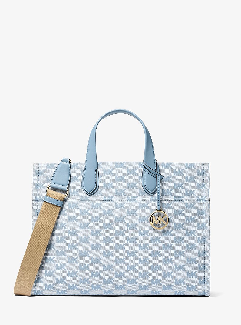 Borsa tote Gigi grande con logo jacquard in CHAMBRAY | Michael Kors