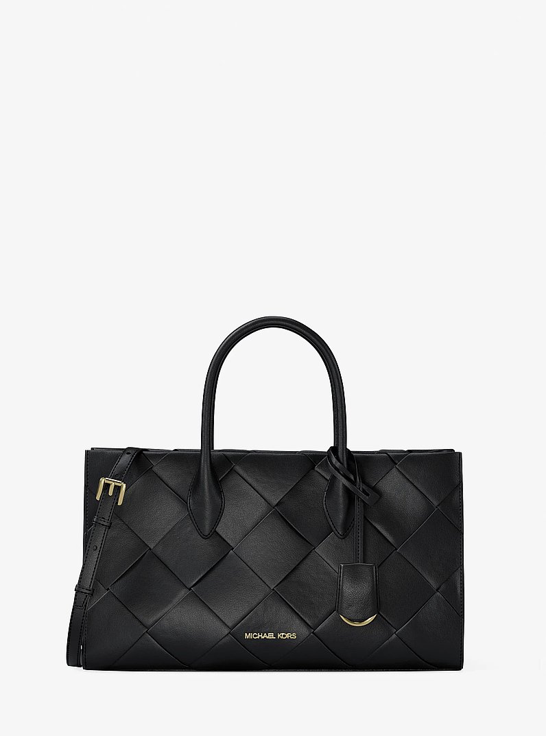 Gewebte Henkeltasche Mirella Medium in SCHWARZ | Michael Kors