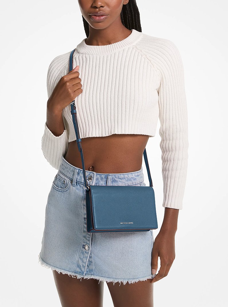 Jet Set Medium Pebbled Leather Crossbody Bag in DK CHAMBRAY | Michael Kors