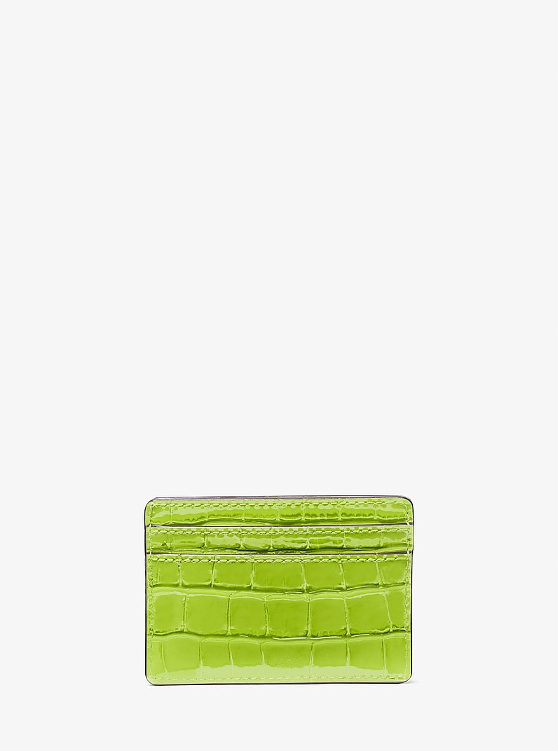 Porta carte di credito Jet&nbsp;Set piccolo in pelle stampa coccodrillo in PERA | Michael Kors
