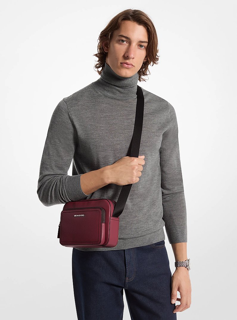 Cooper Pebbled Leather Utility Crossbody Bag in CHERRY | Michael Kors