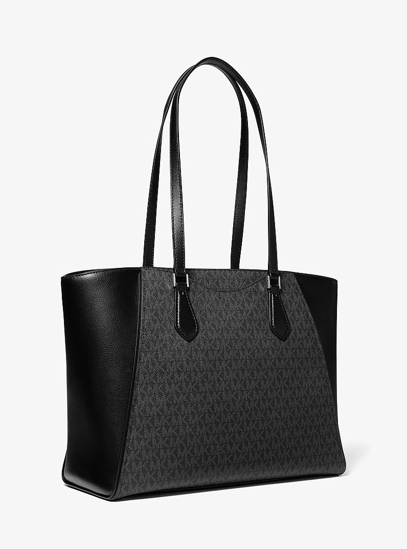 Borsa tote Taryn grande in pelle con logo in NERO | Michael Kors