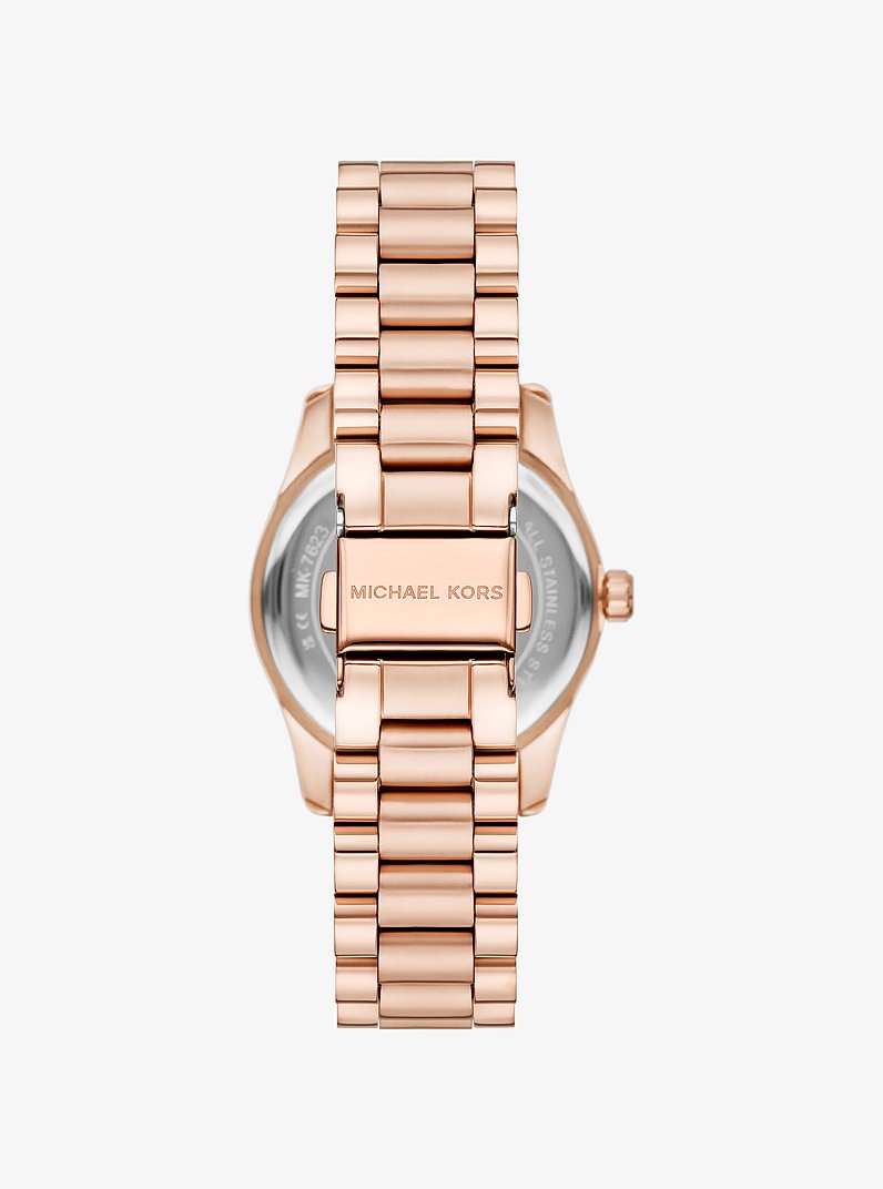 Mini Lexington Pav&eacute; Rose Gold-Tone Watch in ROSE GOLD | Michael Kors