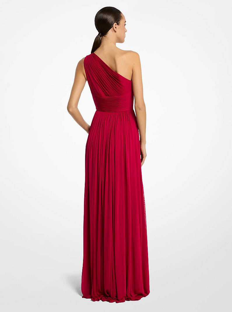 One-Shoulder-Abendkleid aus Chiffon-Jersey in HIMBEERE | Michael Kors