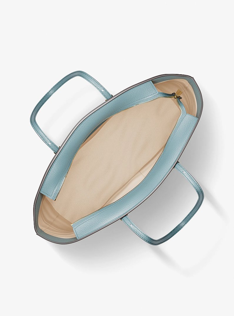 Quinn Large Pebbled Leather Tote Bag in CHAMBRAY | Michael Kors