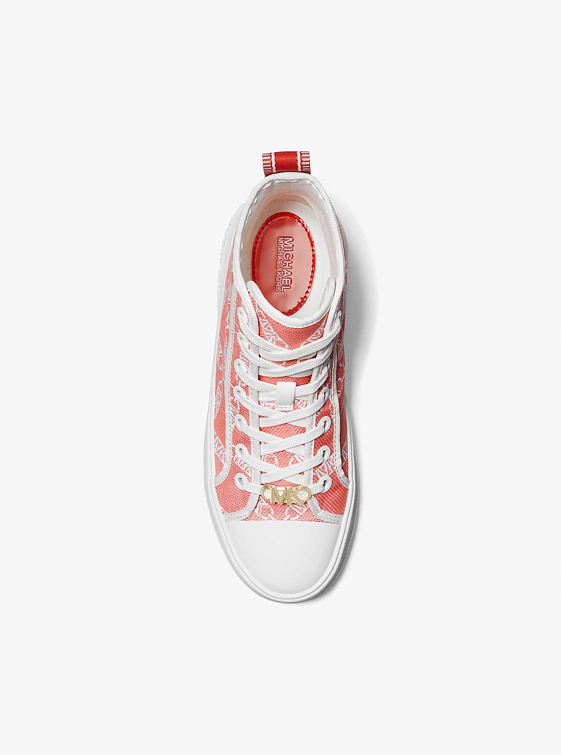 Evy Empire Logo Jacquard High-Top Sneaker in SPICED CORAL | Michael Kors