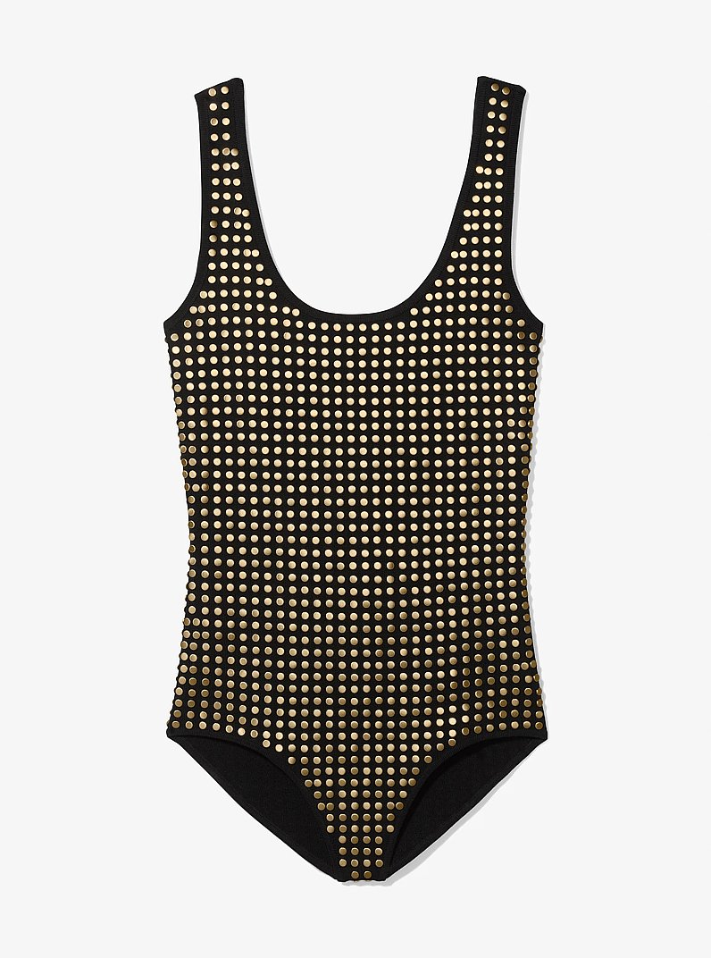 Body con tachuelas de mezcla de viscosa in NEGRO/DORADO ANT | Michael Kors