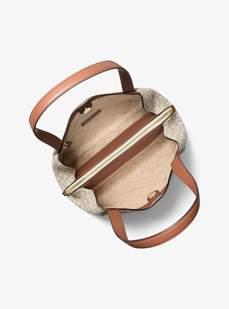 Rosemary Large Signature Logo Shoulder Bag in VANILLA/LUGGAGE | Michael Kors