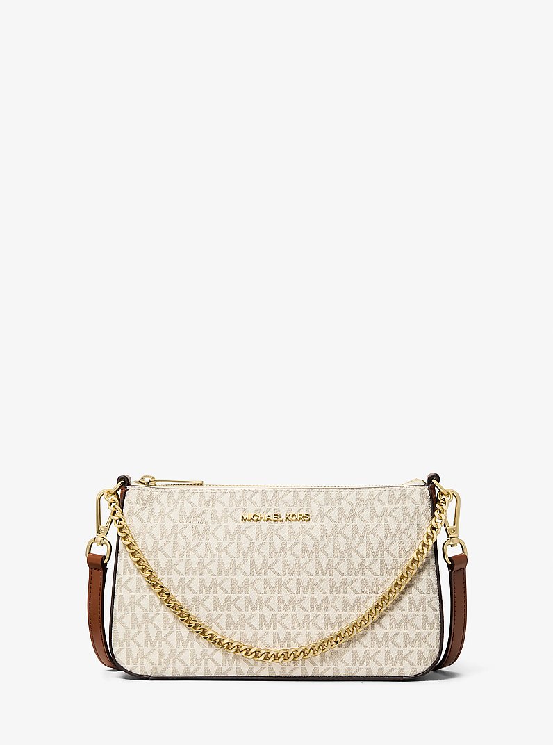 Jet Set Medium Signature Logo Convertible Crossbody Bag in VAINILLA | Michael Kors