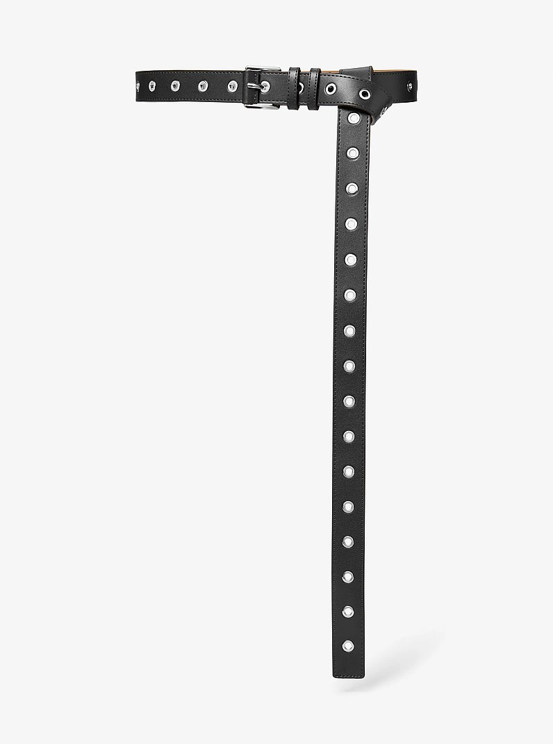 Ceinture en cuir &agrave; &oelig;illets in NOIR/ARGENT | Michael Kors