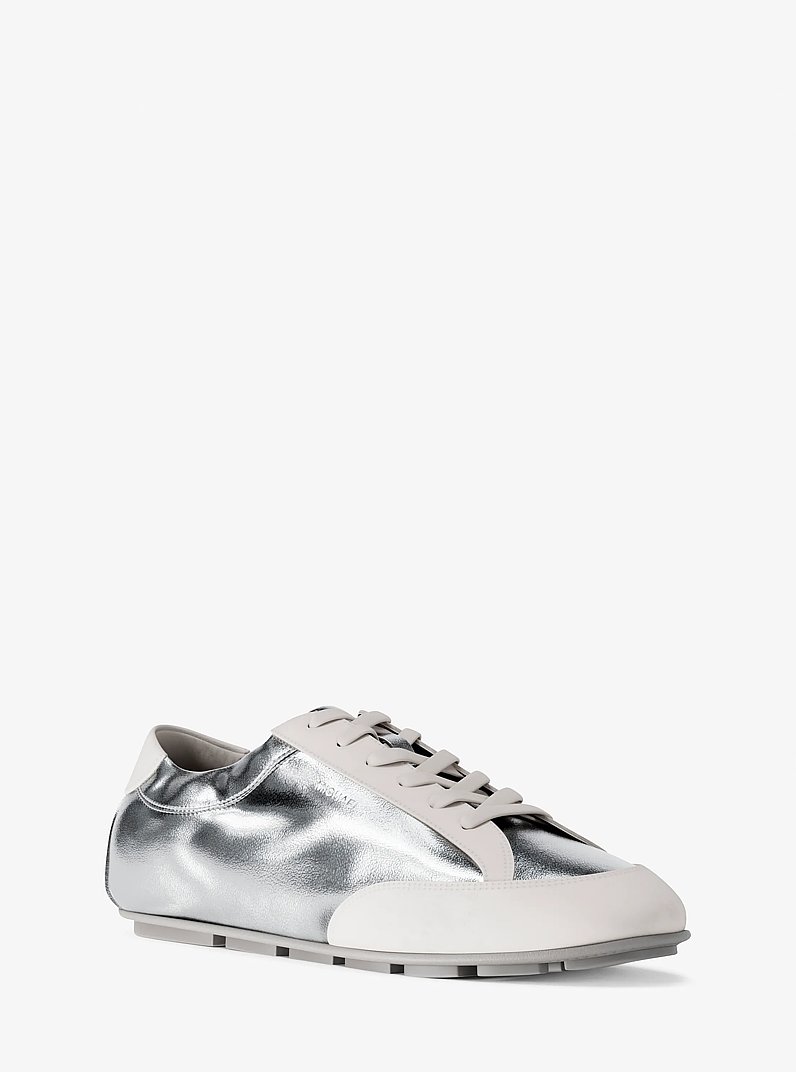 Espadrille Susie en cuir m&eacute;tallis&eacute; in ARGENT | Michael Kors